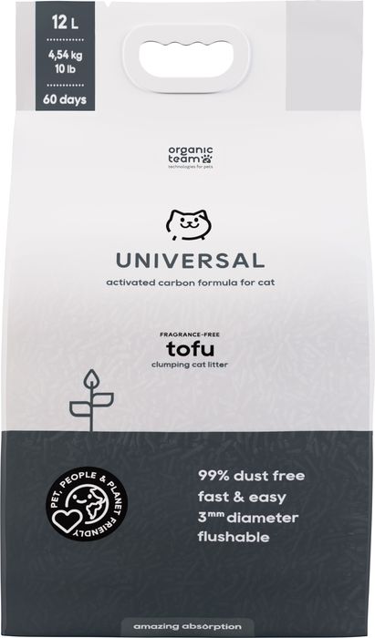 Organic team Tofu Universal Activated Carbon комкующийся наполнитель для кошачьего туалета