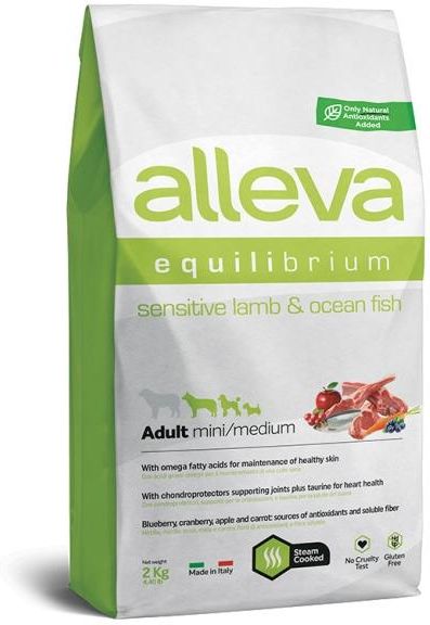 Alleva Equilibrium корм для собак малых и средних пород, чувствительное пищеварение, ягненок и рыба