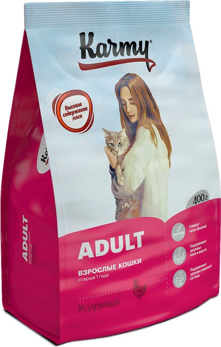 Karmy корм для взрослых кошек, курица