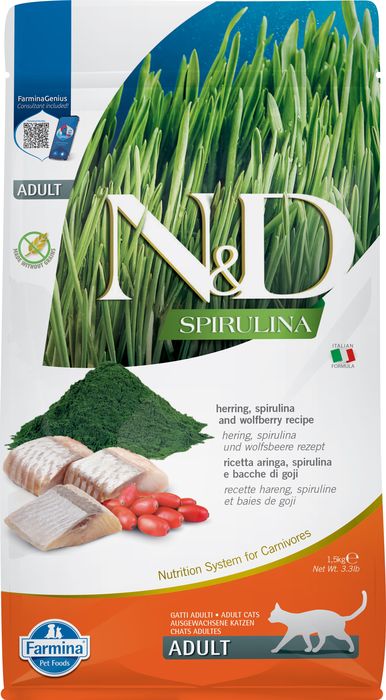 Farmina N&D Spirulina корм для кошек, со спирулиной, сельдью и ягодами годжи