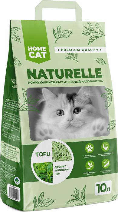 Homecat Naturelle Tofu комкующийся наполнитель для кошачьих туалетов, с ароматом зеленого чая