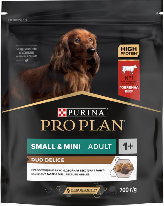 Сухой корм Pro Plan® Duo Delice для взрослых собак мелких и карликовых пород с двойной текстурой гранул, с высоким содержанием говядины