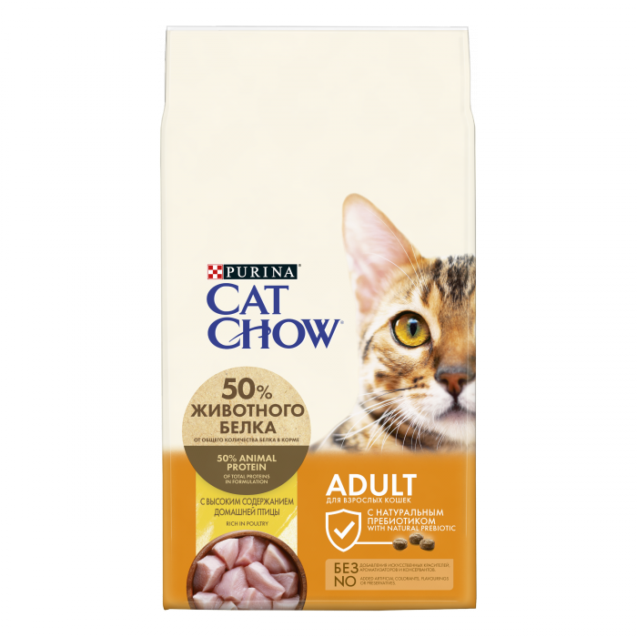 Cat Chow сухой корм для взрослых кошек всех пород, с мясом домашней птицы