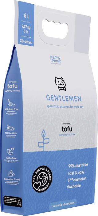 Organic team Tofu Gentlemen комкующийся наполнитель для кошачьего туалета, для джентльменов