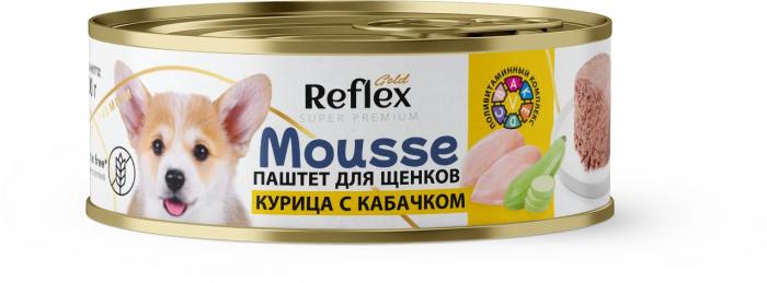 Reflex Gold влажный корм  для щенков, паштет курица с кабачком
