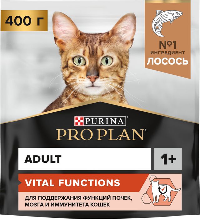 Сухой корм Pro Plan® Vital Functions для взрослых кошек для поддержания функций почек, мозга и иммунитета, с высоким содержанием лосося