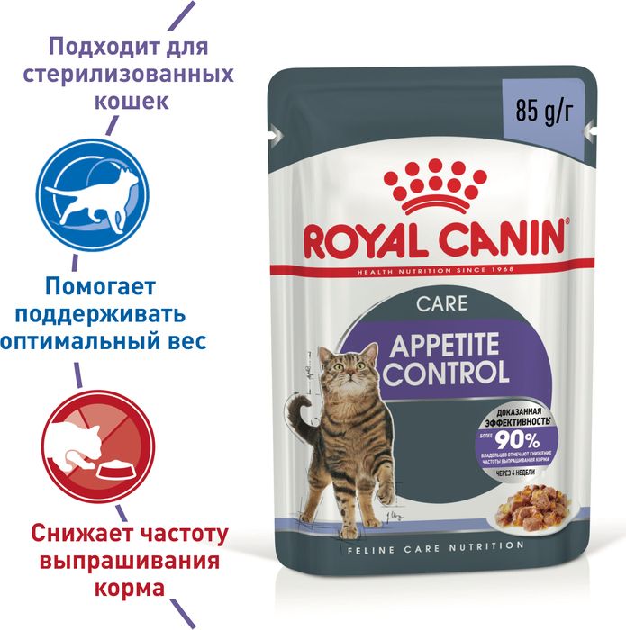 Royal Canin Appetite Control Care влажный корм для взрослых кошек контроль выпрашивания корма, желе