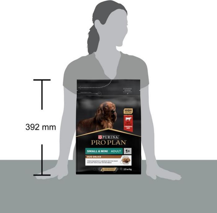 Сухой корм Pro Plan® Duo Delice для взрослых собак мелких и карликовых пород с двойной текстурой гранул, с высоким содержанием говядины