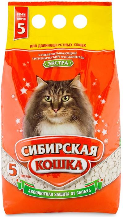 Сибирская Кошка Экстра впитывающий минеральный наполнитель для кошачьих туалетов