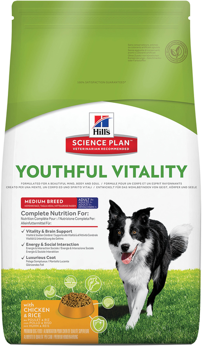 Hill\'s Youthful Vitality сухой корм для взрослых собак средних пород, курица с рисом