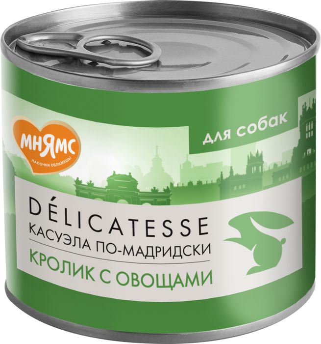 Мнямс влажный корм для собак, касуэла по-мадридски, паштет из кролика с овощами
