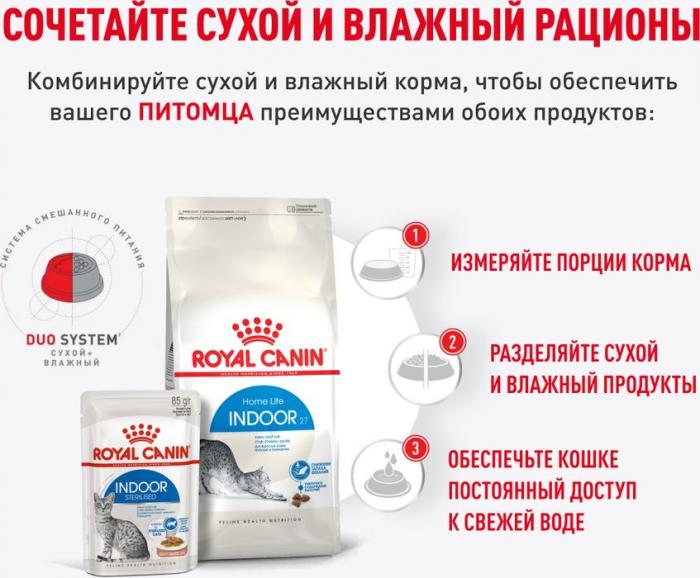 Royal Canin Indoor влажный корм для стерилизованных кошек, живущих в помещении, в соусе