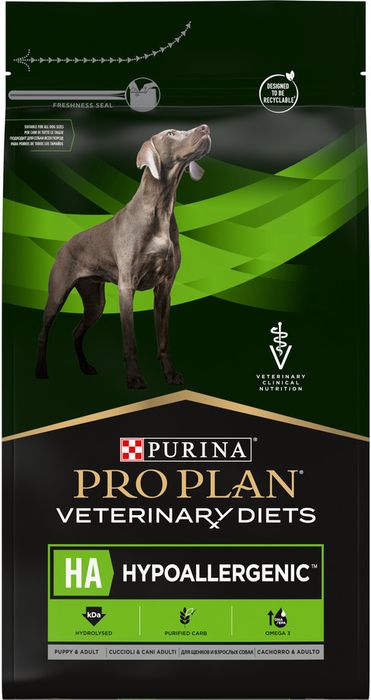 Сухой корм для щенков и взрослых собак диетический Pro Plan® Veterinary Diets HA Hypoallergenic при аллергических реакциях, Пакет