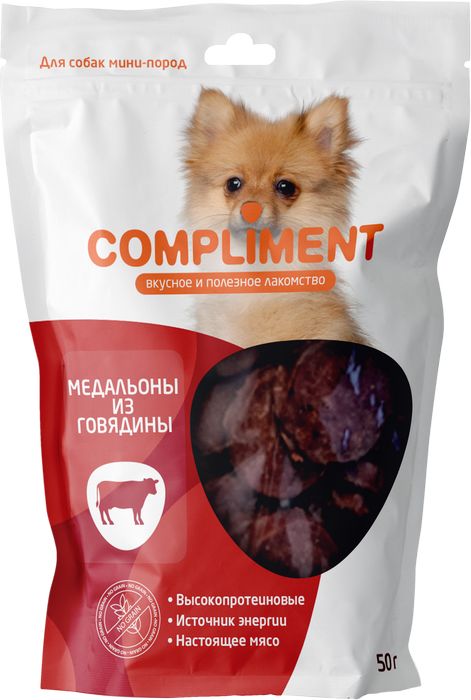 Compliment лакомство для собак малых пород, медальоны из говядины