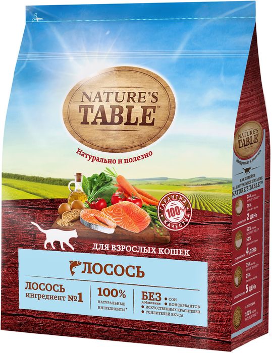 Nature`s Table корм для взрослых кошек всех пород, лосось