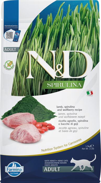 Farmina N&D Spirulina корм для кошек, со спирулиной, ягненком и ягодами годжи