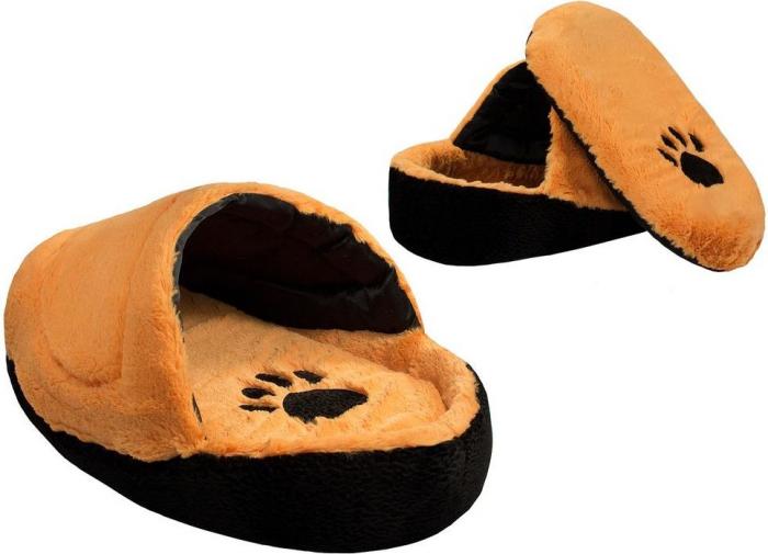 Darell Домик мягкий Zoo-M "SLIPPER" 60*39*33см с подуш(рыж.пуш.мех+чер.велюр+сатин,порол.+периотек)
