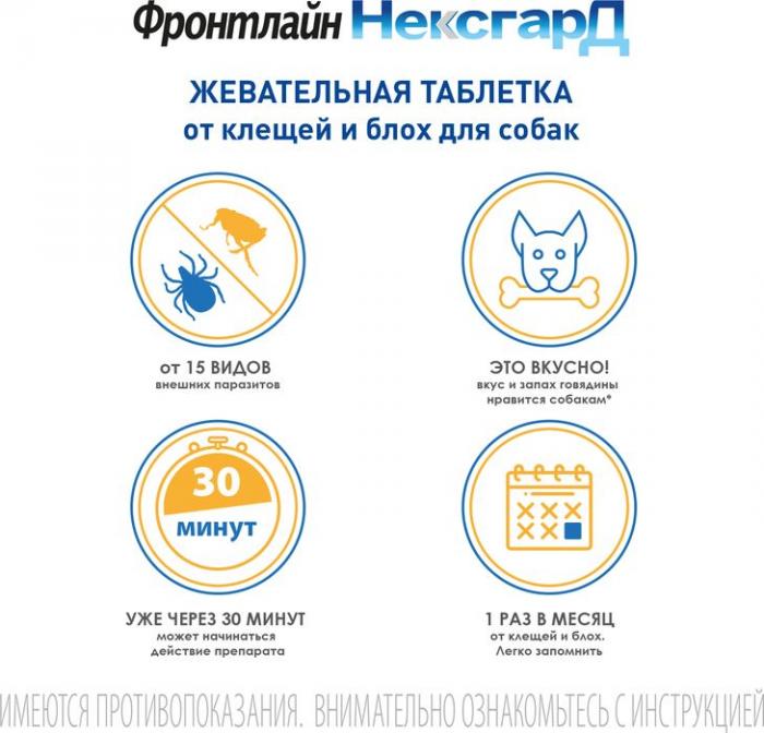 Boehringer Ingelheim Фронтлайн Нексгард таблетки для взрослых собак 25,1-50 кг, от блох и клещей