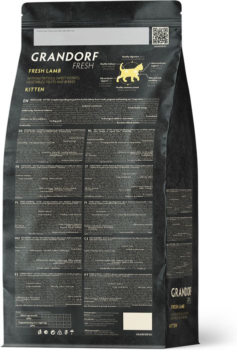 Grandorf Fresh корм для котят, беззерновой, с живыми пробиотиками, свежее мясо ягненка с бататом