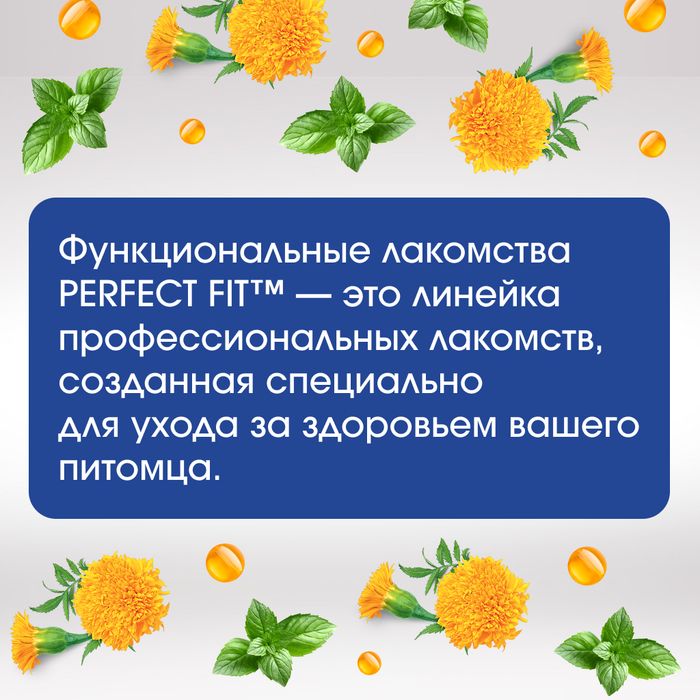 Perfect Fit Oral Care лакомство для кошек, для поддержания здоровья зубов и полости рта, с курицей и добавлением мяты
