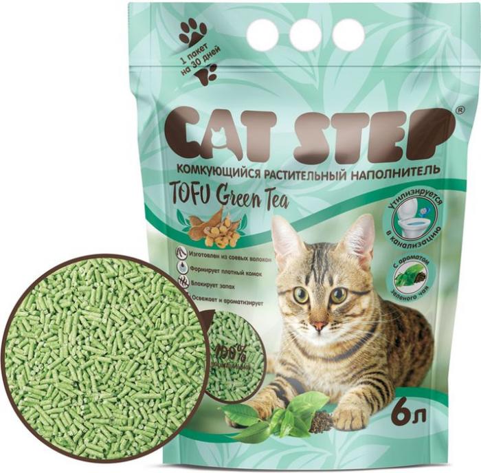Cat Step Tofu Green Tea наполнитель для кошек комкующийся растительный