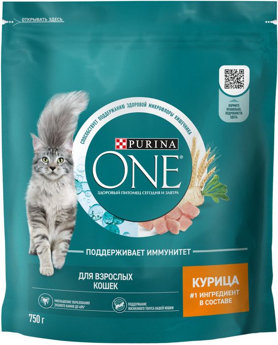 Сухой корм Purina ONE® полнорационный для взрослых кошек, с высоким содержанием курицы