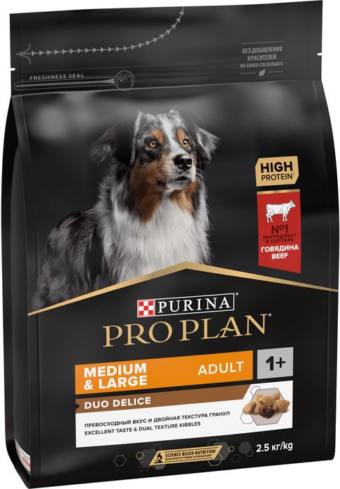 Сухой корм Pro Plan® Duo Delice для взрослых собак средних и крупных пород, с высоким содержанием говядины