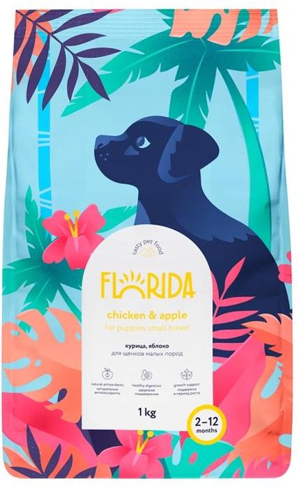 Florida сухой корм для щенков малых пород, с курицей и яблоком