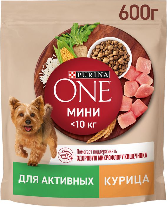 Сухой корм Purina ONE® для собак мелких пород с активным образом жизни, с высоким содержанием курицы и с рисом