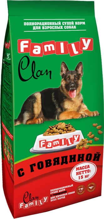 Clan Family сухой корм для взрослых собак всех пород, говядина