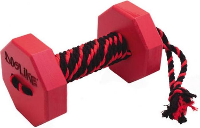 Doglike Гантель для апортировки средняя с канатом игрушка для собак, дерево, красный