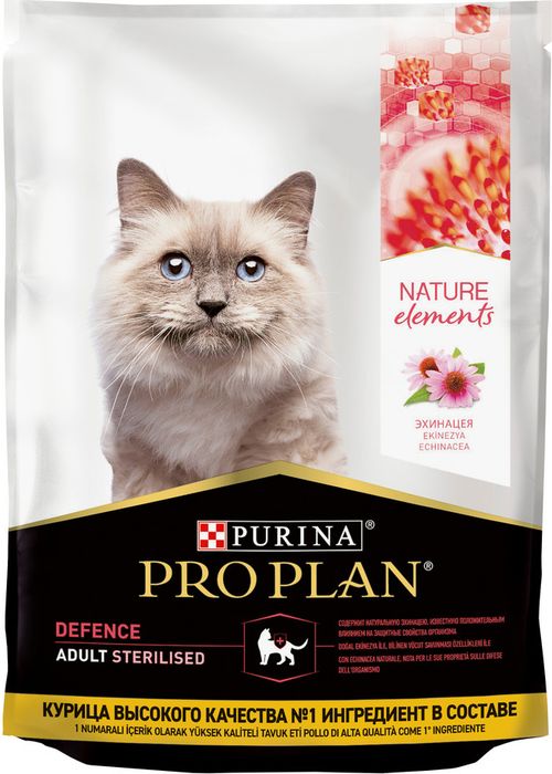 Сухой корм Pro Plan® Nature Elements для взрослых стерилизованных кошек и кастрированных котов, с высоким содержанием курицы