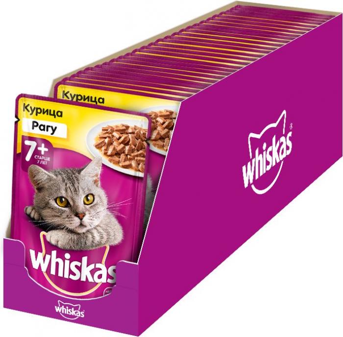 Whiskas влажный корм для кошек старше 7 лет рагу с курицей