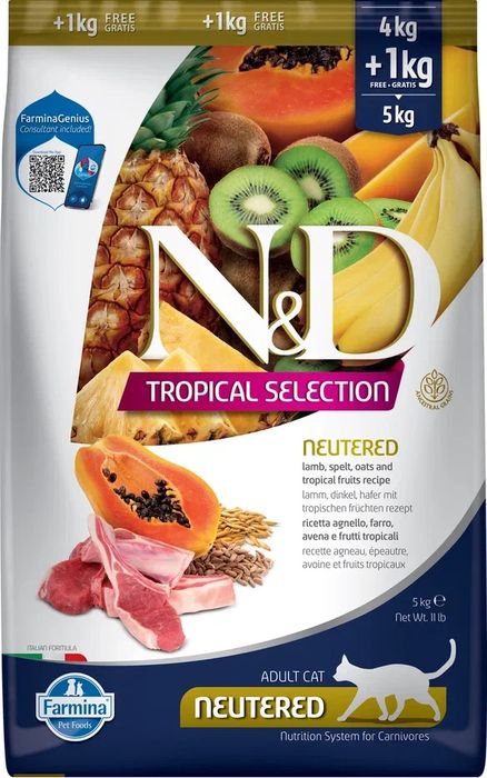 Farmina N&D Tropical Selection корм для стерилизованных кошек, с ягненком
