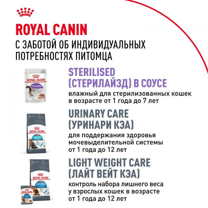 Royal Canin влажный корм для стерилизованных взрослых кошек всех пород, кусочки в желе