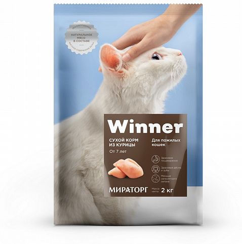 Winner корм для кошек всех пород старше 7 лет, курица