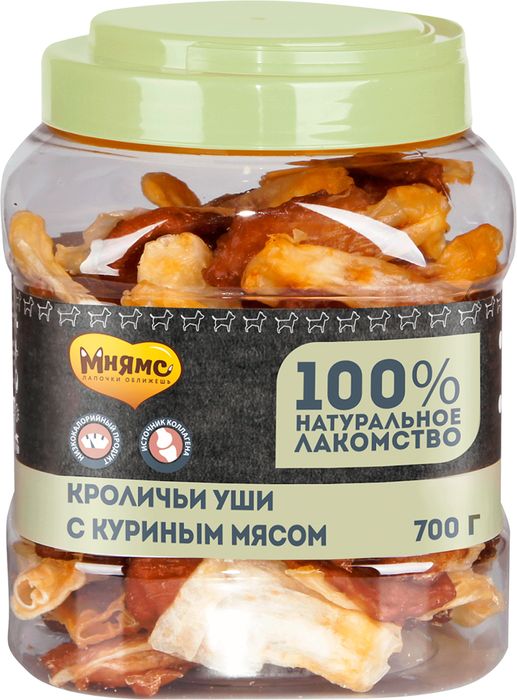 Мнямс лакомство для собак кроличьи уши с куриным мясом