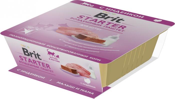 Brit Premium Starter влажный корм для котят, воздушный паштет с индейкой
