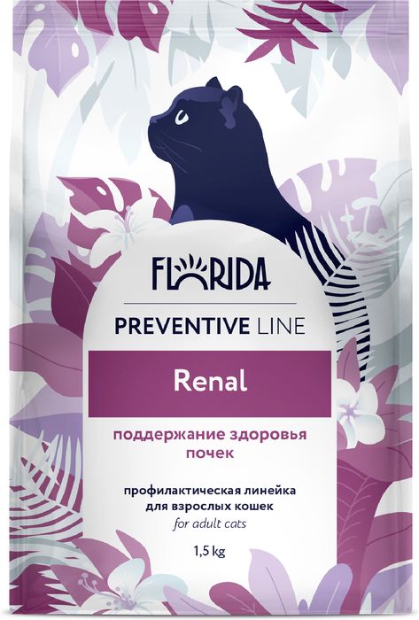 Florida Renal корм для кошек, поддержание здоровья почек, курица