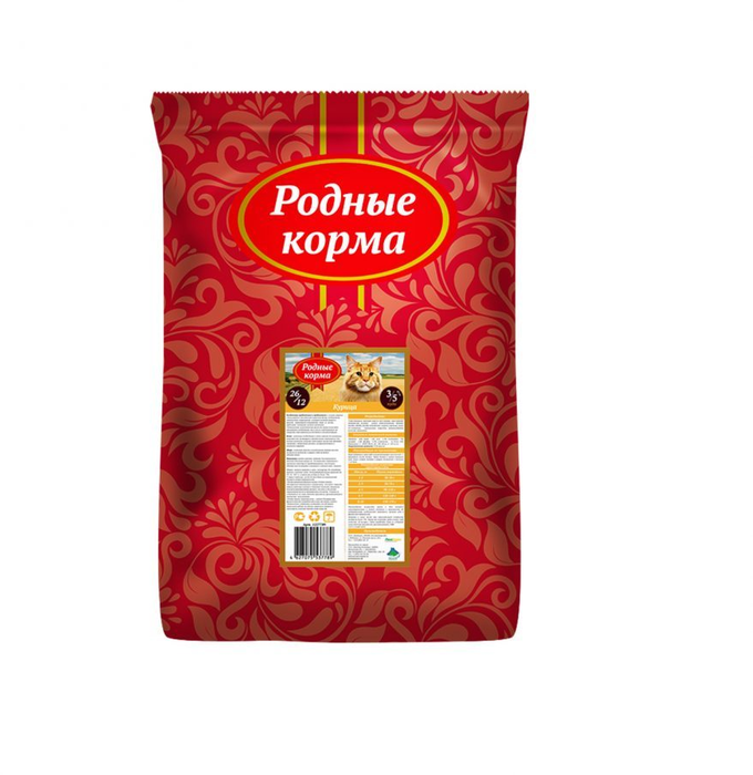 Родные Корма корм для взрослых кошек всех пород, курица
