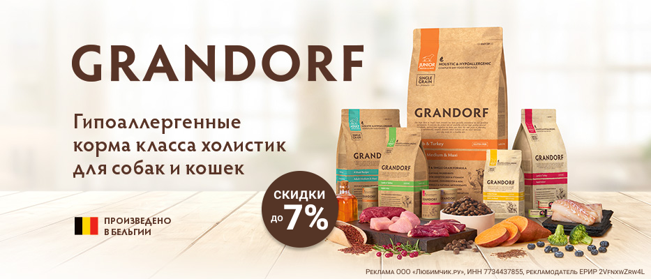 Скидка 7% на корм Grandorf с 1 июля по 31 июля!