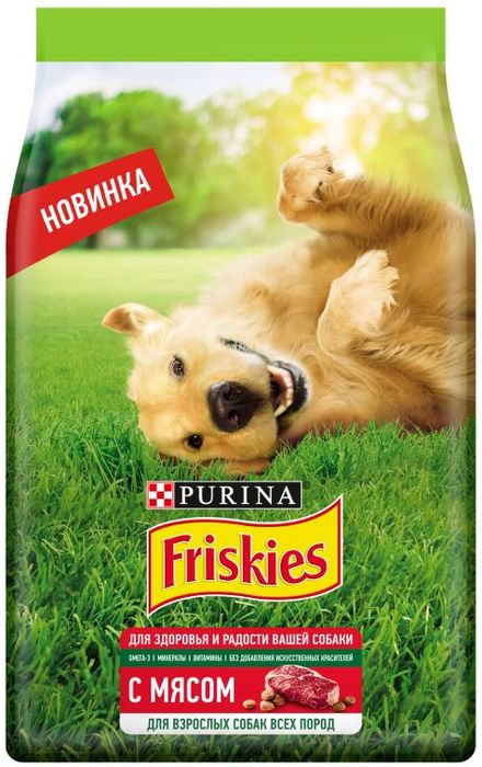 Friskies корм для взрослых собак, с мясом (10 кг)