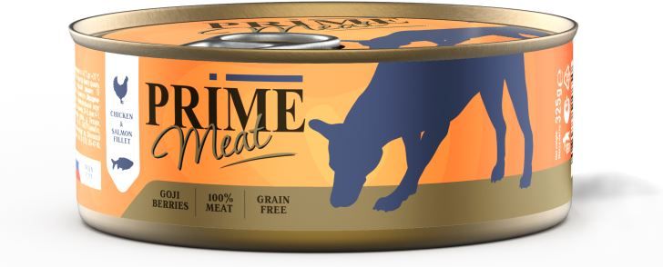 

Prime Meat влажный корм для собак, курица с лососем, филе в желе (325 г)