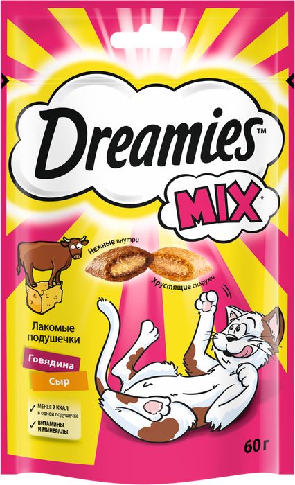 

Dreamies Mix лакомство для кошек подушечки с говядина и сыр (60 г)