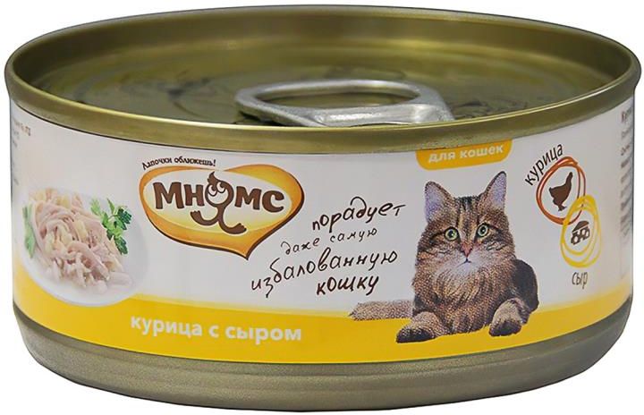 

Мнямс влажный корм для кошек с курицей и сыром в нежном желе (70 г)