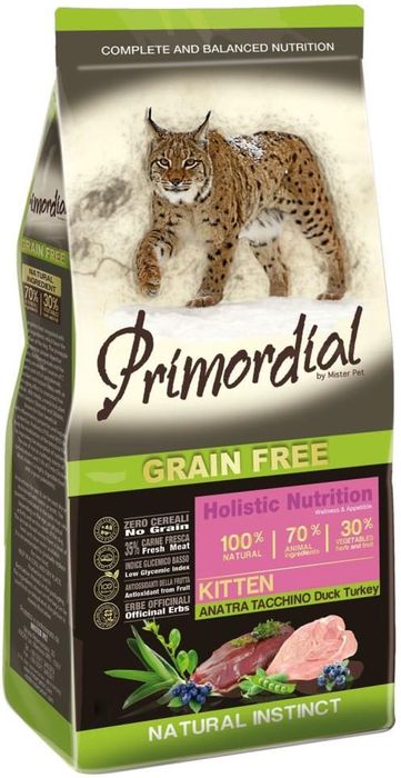 

Primordial корм для котят всех пород, беззерновой, утка, индейка (400 г)