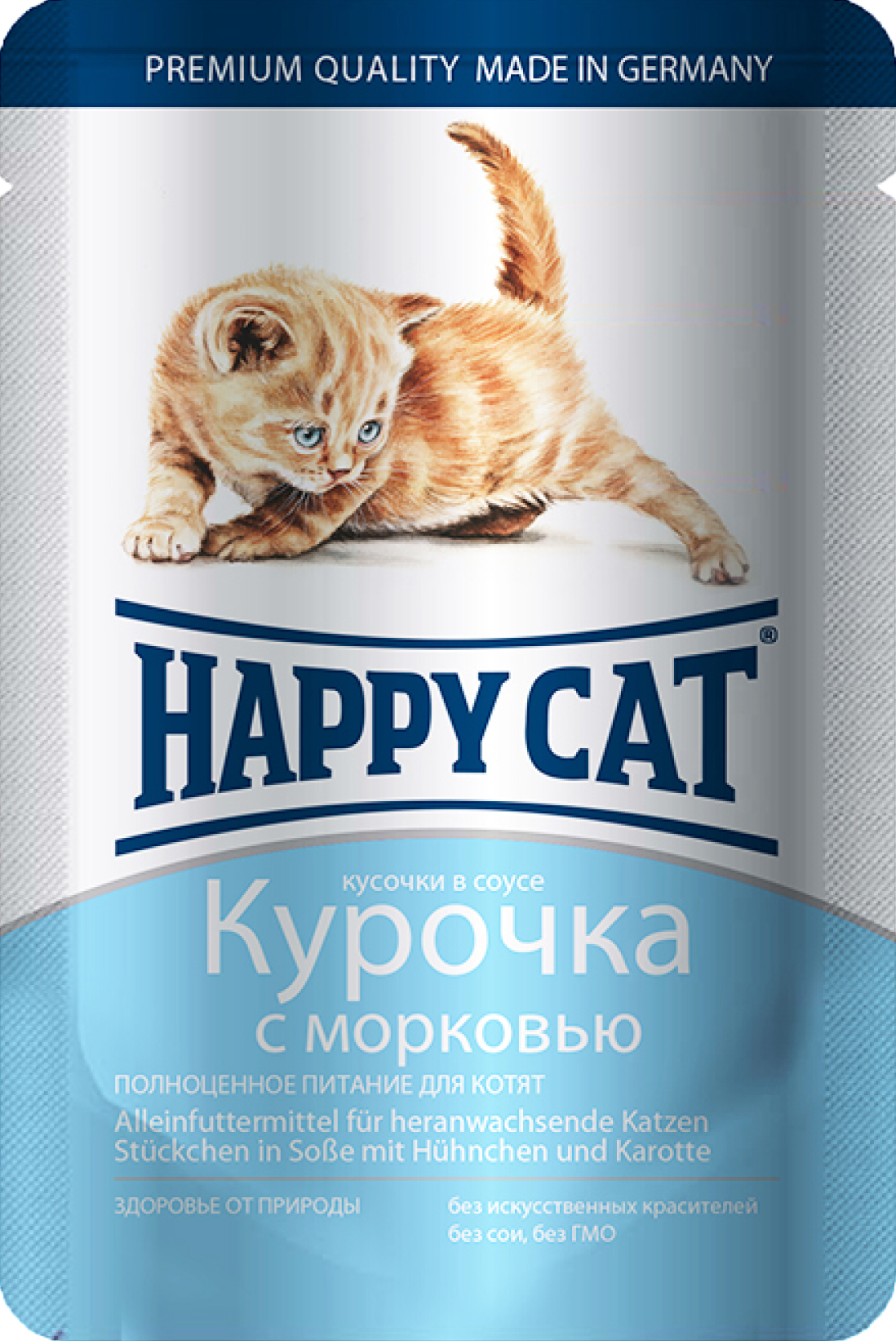 

Happy Cat влажный корм для котят кусочки с курицей и морковью (100 г)