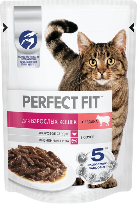 

Perfect Fit влажный корм для взрослых кошек, с говядиной в соусе (75 г)