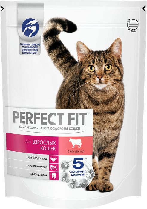

Perfect Fit сухой корм для взрослых кошек, с говядиной (650 г)
