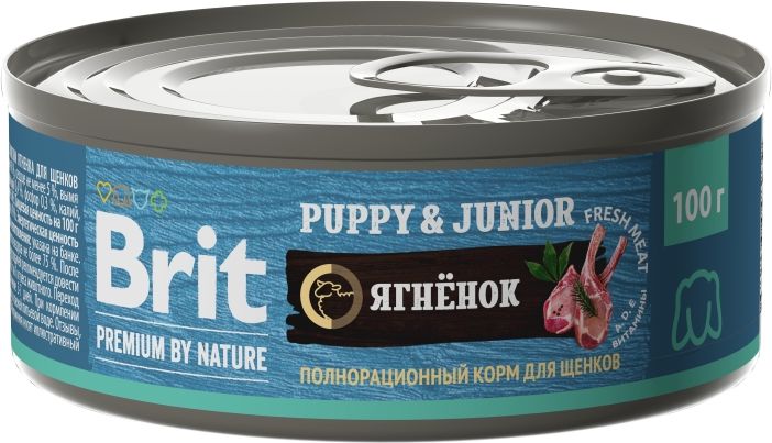 

Brit Premium by Nature влажный корм для щенков всех пород, с мясом ягненка (100 г)